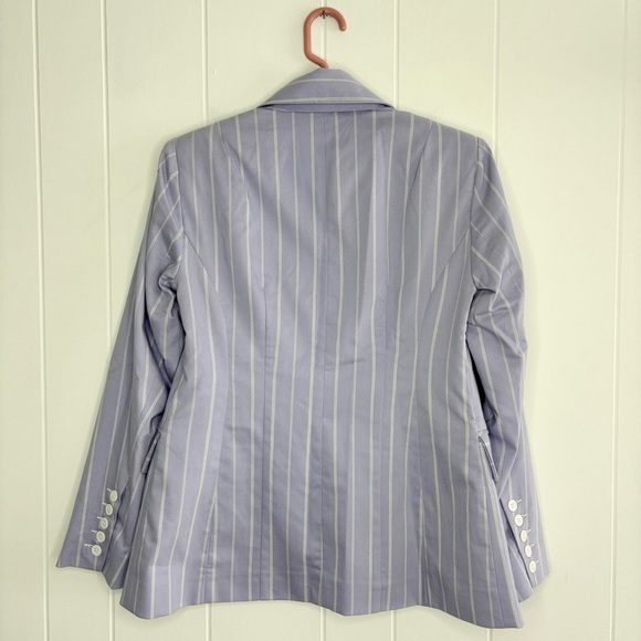 NWT Nanette Lepore Lavender Stripe Denim One Button Blazer Fall Preppy Size 6 - Picture 3 of 8